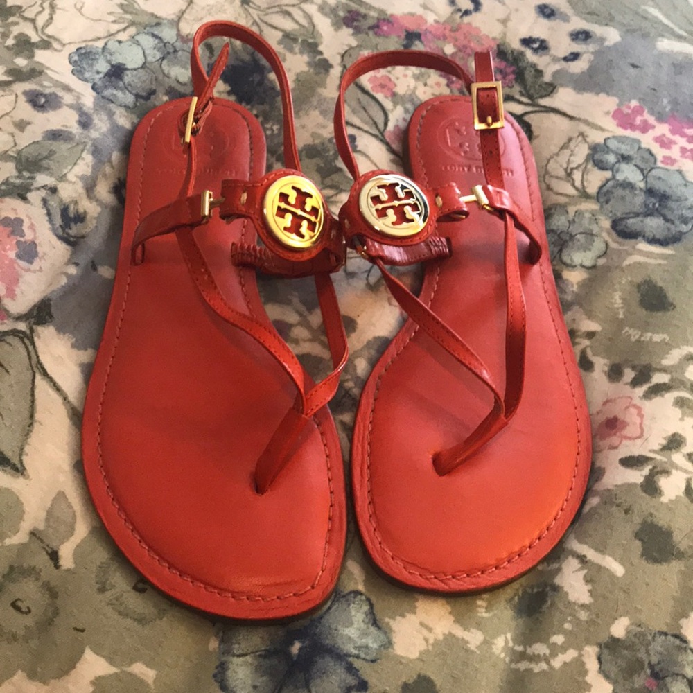Orange Tory Burch sandals, size 9